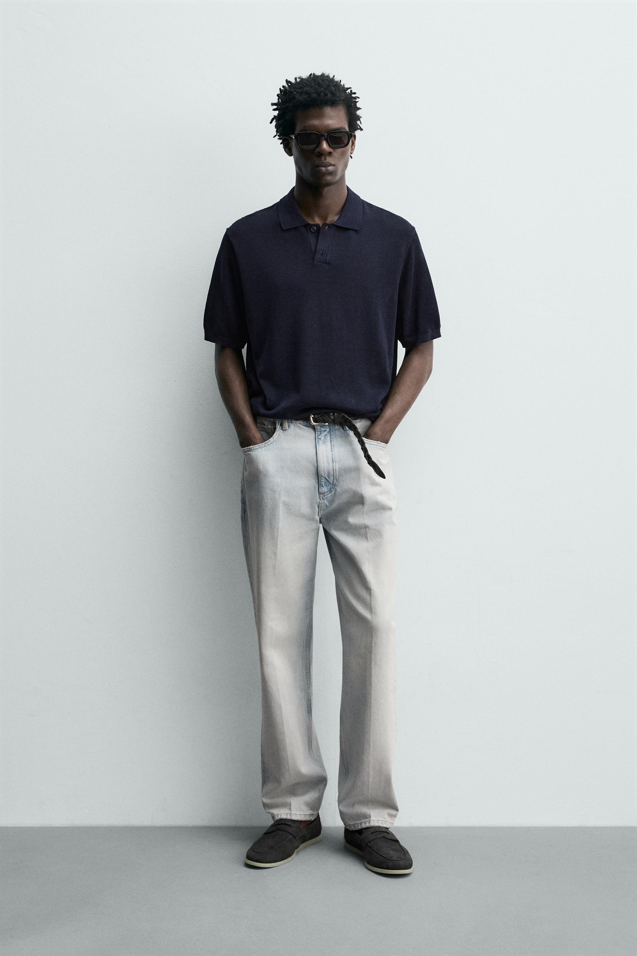 SILK LINEN BLEND KNIT POLO SHIRT